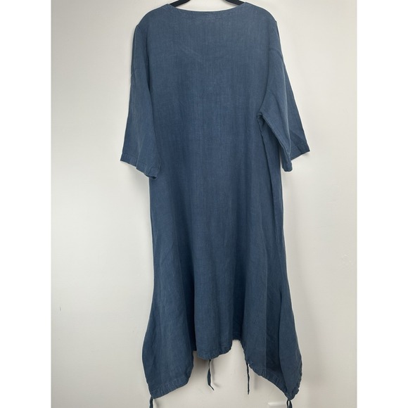 Bryn Walker Tunic Top Size Large Blue Linen Lagenlook Minimalist - Picture 2 of 13